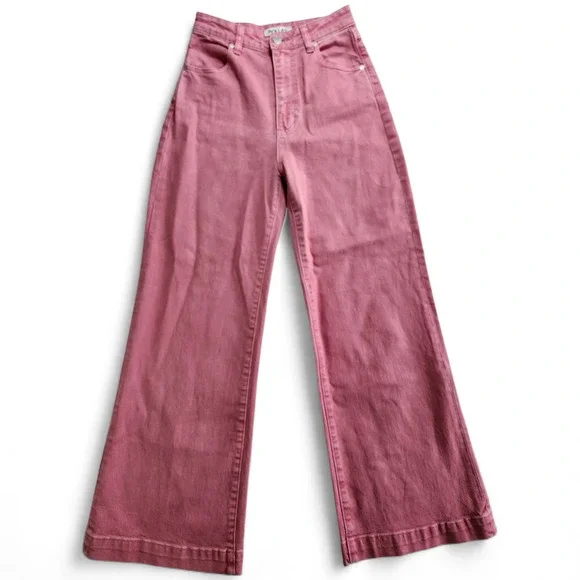 Rolla's Womens 25 Wide Leg High Rise Waisted Sailor Jeans Pink Blush Retro 27"IS - Picture 2 of 7